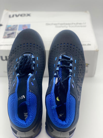 Uvex Baskets de Securite - Chaussure de Travail Montante Perforée - Homme Bleu - Antidérapante - Embout de Protection des Orteils taille 44