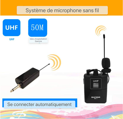 Microphone Lavalier sans fil Caméra sans fil Microphone Lavalier sans fil Compatible pour DSLR Smartphone Caméra pour enregistrement vidéo Programme Hébergement Enseignement et entretien 48 canaux UHF