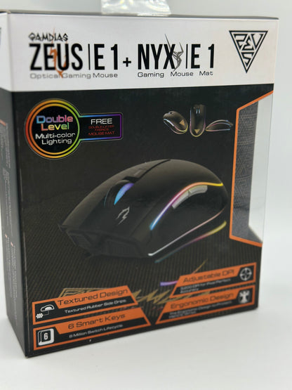 Gamdias Zeus E1 + Pad
Souris Filaire Pour Gamer - Droitier - Capteur Optique 3200 DPI - 6 Boutons - Rétro-Éclairage RGB - Tapis De Souris Inclus