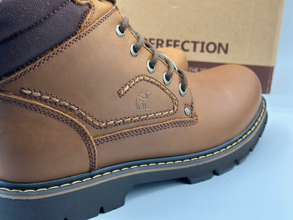 CAMEL CROWN Bottes à lacets Bottes de combat pour hommes Bottes de travail Bottes pour hommes Chaussures de travail en cuir Bottes de travail classiques à tige courte pour extérieur Bottes de loisirs antidérapantes