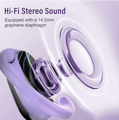 AI Ecouteur Traducteur Instantané, 58H Bluetooth 5.4 Ecouteurs sans Fil Open Ear avec 164 Langues, 3 en 1 Écouteur Traduction Vocale Instantanée, 7 Modes de Traduction, pour Affaires, Violet