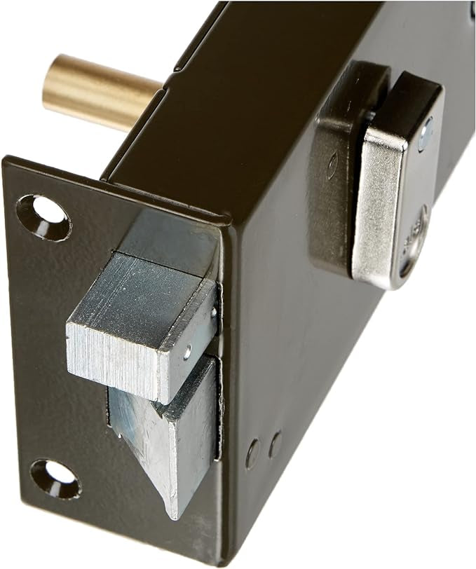 Serrure en Applique Horizontale à fouillot Gauche - Kaki, 2 Clés fournies, Axe à 55 mm, Carré de 6mm