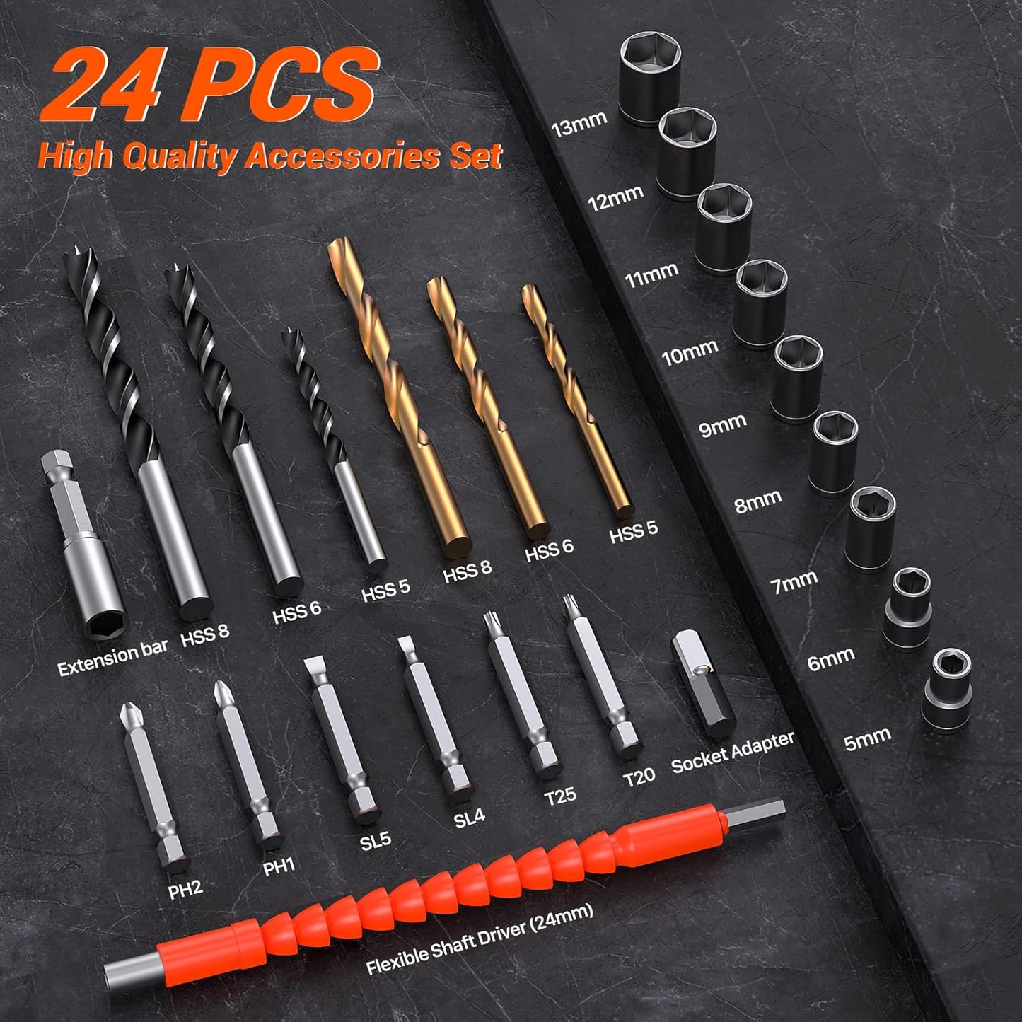 Perceuse Visseuse Devisseuse Sans Fil 12V, avec 2 Batteries et 25 Accessoires, 25Nm neuve