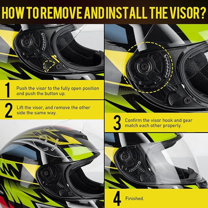 Casque de Moto Intégral, Scooter Respirant pour Femme Homme Adultes, Protection de Sécurité, Certifi XL
