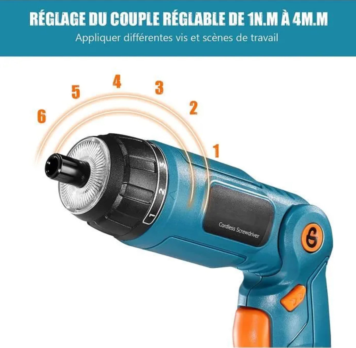 31 Pcs Tournevis 3.6 V sans Fil TACKLIFE, Li-ion 2000 mAh, 1-4 N.m, 6 couples réglages, Tournevis Electrique Rechargeable