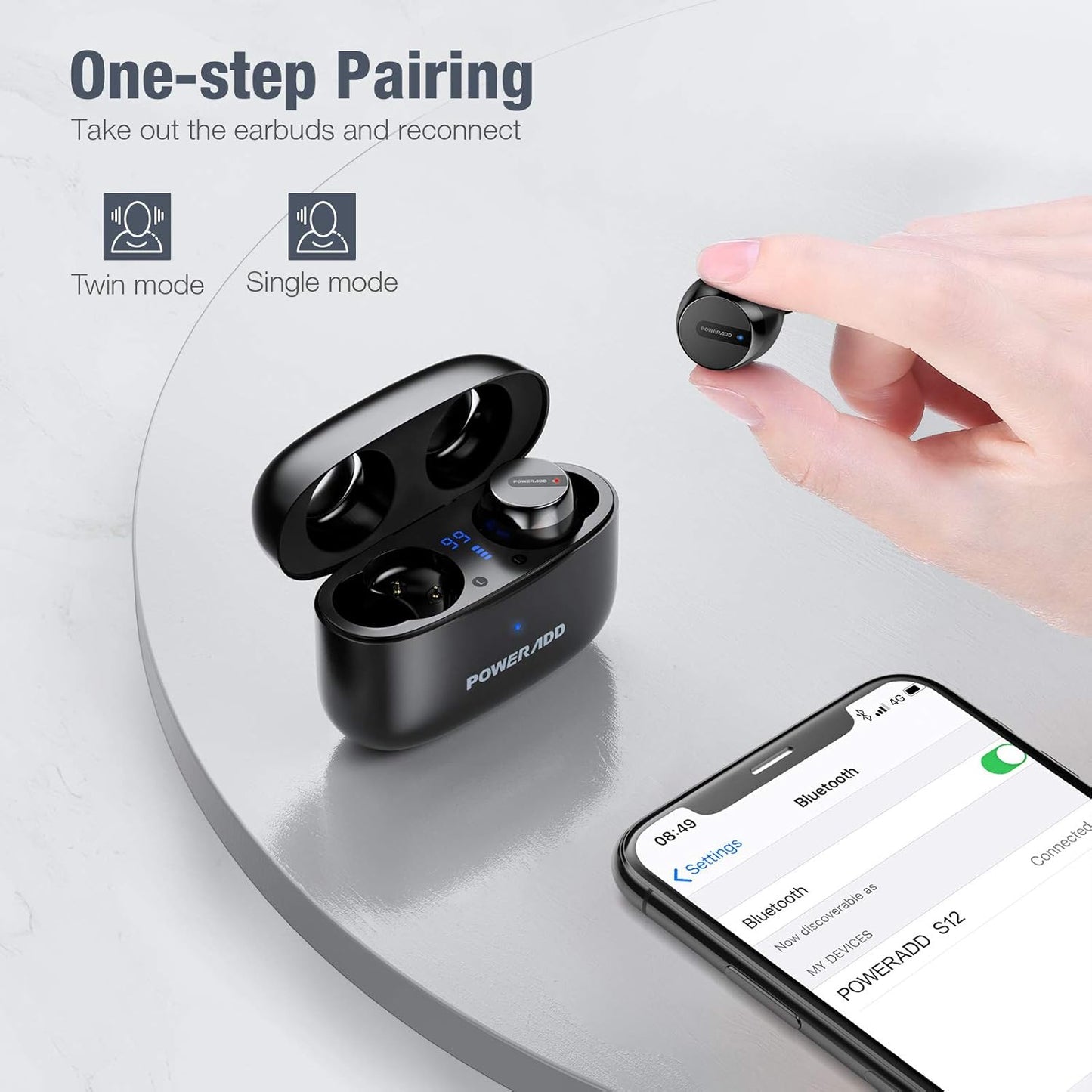 Casque de Sport Bluetooth sans Fil IPX7 étanche pour Le Jogging/la Course avec Microphone intégré, 25 Heures d'autonomie, Bluetooth 5.0 pour Apple Huawei Samsung… (S12)