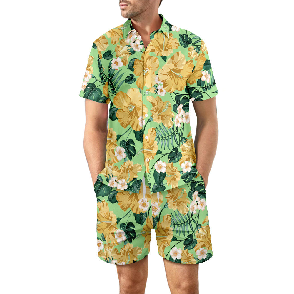 Ensemble "Riviera" 2 Pièces – Chemise à Imprimé Floral & Short Fluide
