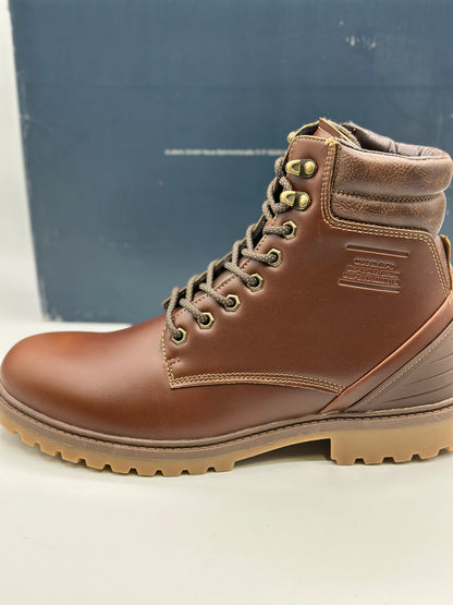 Boots crantées à lacets marron homme