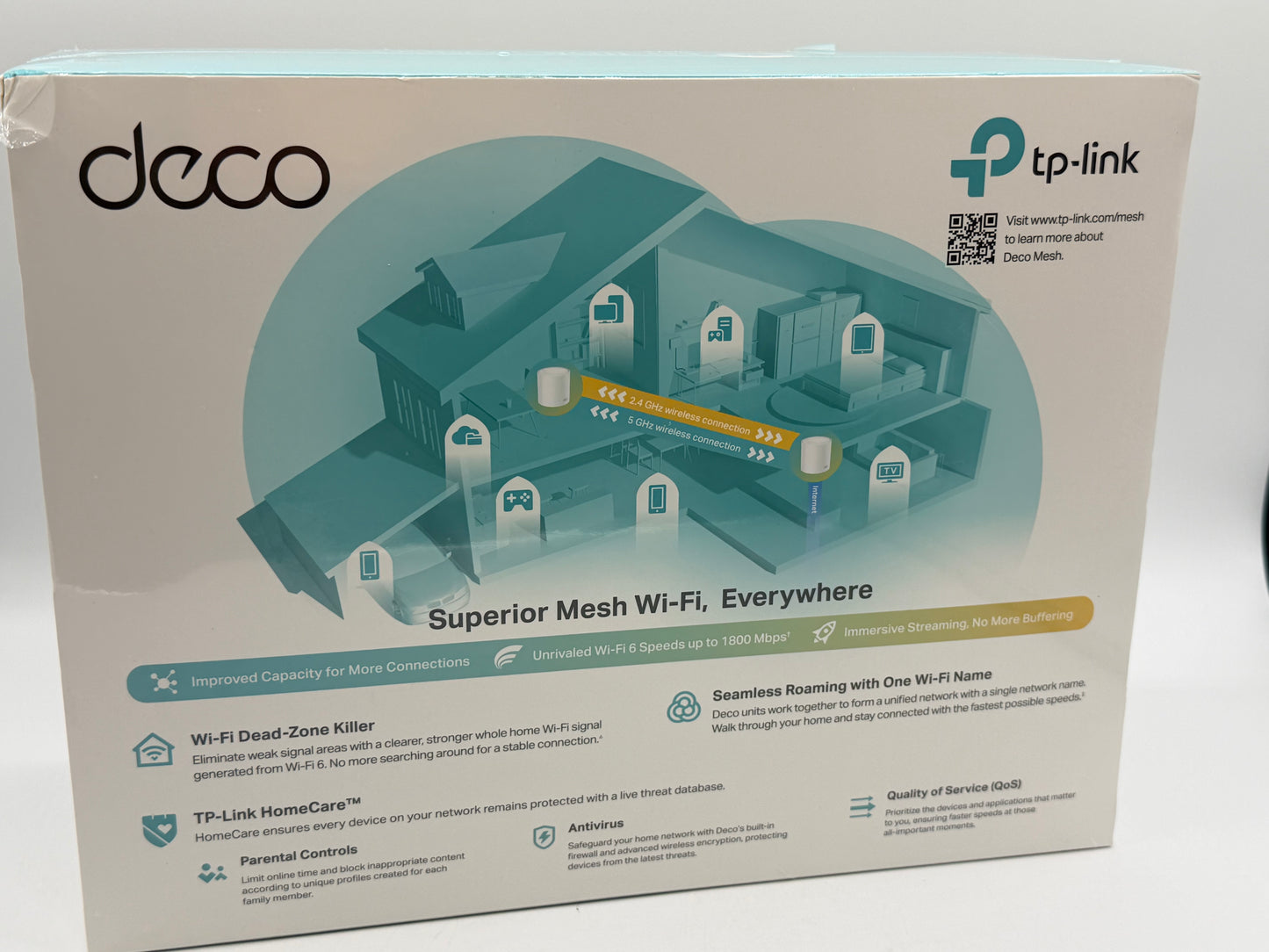 TP-Link Deco WiFi 6 Mesh AX 5400Mbps Deco X60(2-Pack) V3.2, Système WiFi 6 pour Toute la Maison, Couverture de 490㎡, Installation Facile, Contrôle Parental, Compatible avec Toutes Les Box Fibre