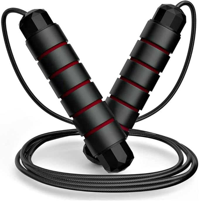 Corde à sauter réglable pour hommes, femmes, enfants – Corde à sauter pour exercice, brûler les graisses, entraînement à la maison ou à la salle de sport