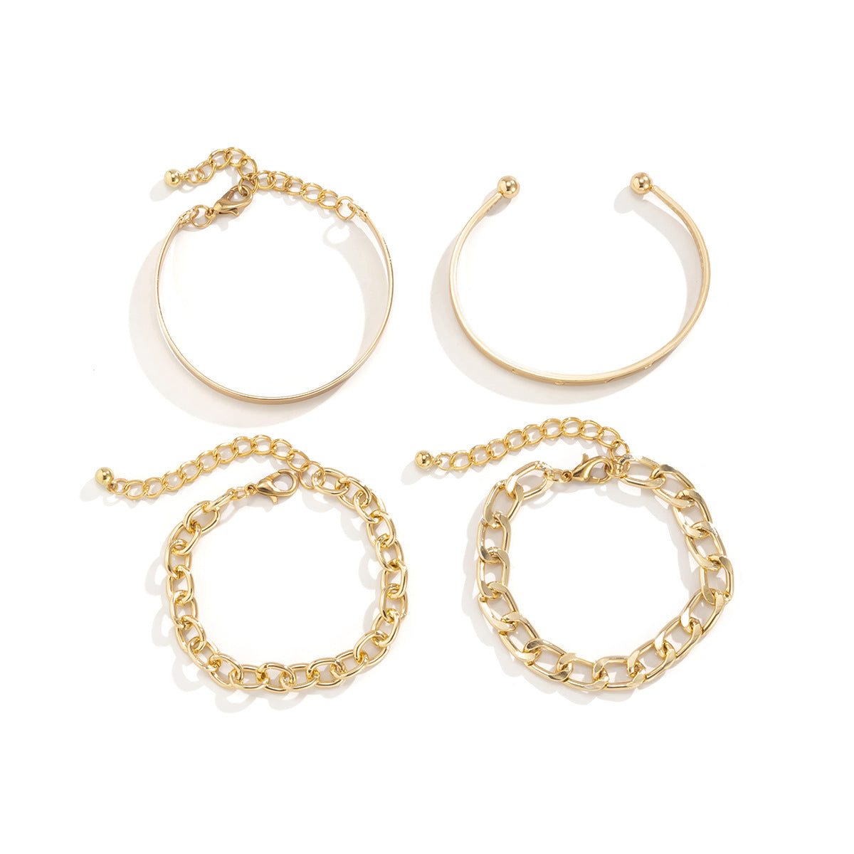 Ensemble de Bracelets "Pure-Link" – Jonc Ouvert en C & Chaîne Maillée Minimaliste