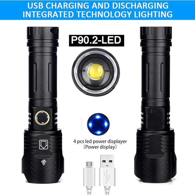 Kit de lampe de poche rechargeable tactique,3000 lumens Super Bright LED 5 modes zoomable neuve