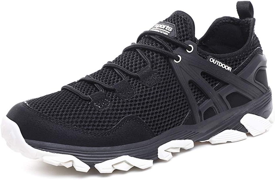 Chaussures de randonnée pour hommes Baskets d'extérieur Baskets antidérapantes légères pour le trekking Chaussures de sport de camping, noir/blanc