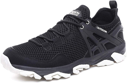 Chaussures de randonnée pour hommes Baskets d'extérieur Baskets antidérapantes légères pour le trekking Chaussures de sport de camping, noir/blanc