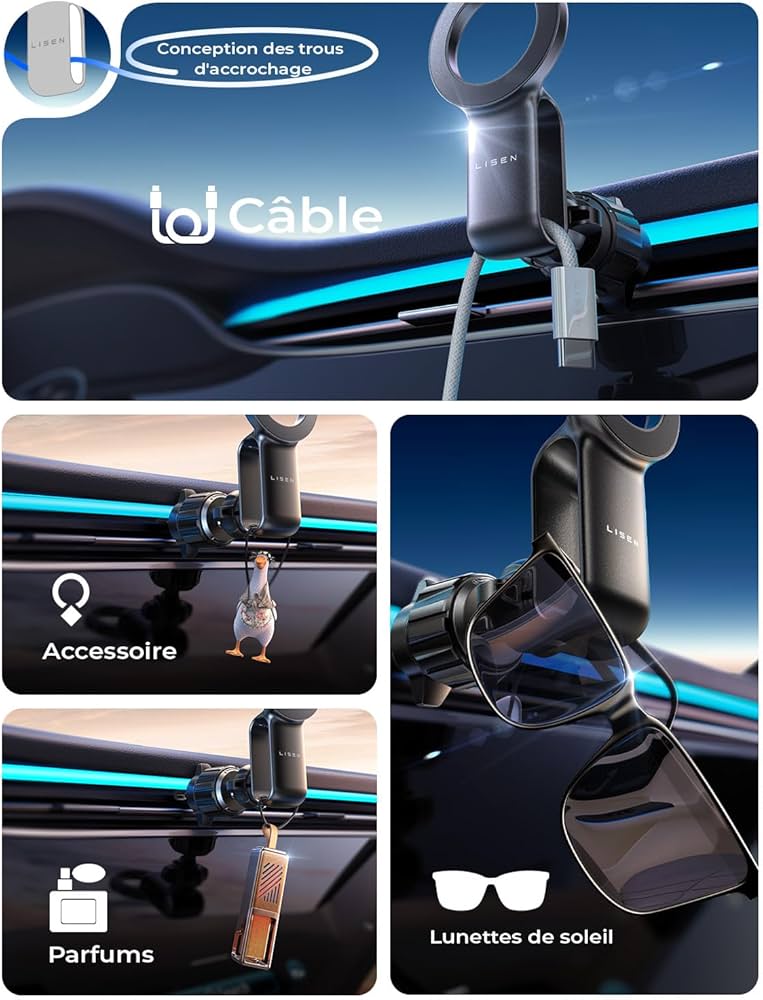 LISEN Support Téléphone Voiture Magsafe, Clip Améliorer 2024 [30 Super Aimants Puissants] [Case Friendly] Support Magnetique Porte Telephone Voiture Aimanté pour Tous Les pour iPhone 15 14 13 Pro Max