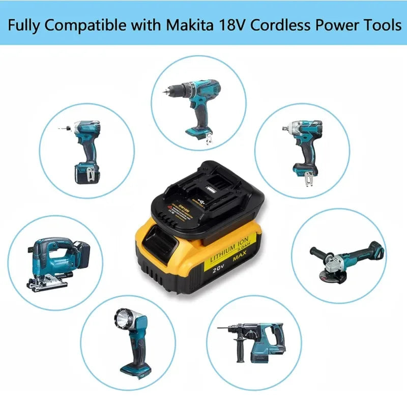 Convertisseur d'adaptateur d'outil électrique DM18M Adaptateur de batterie pour Dewalt DCB200 DCB205 20V Lithium à pour Makita BL1830