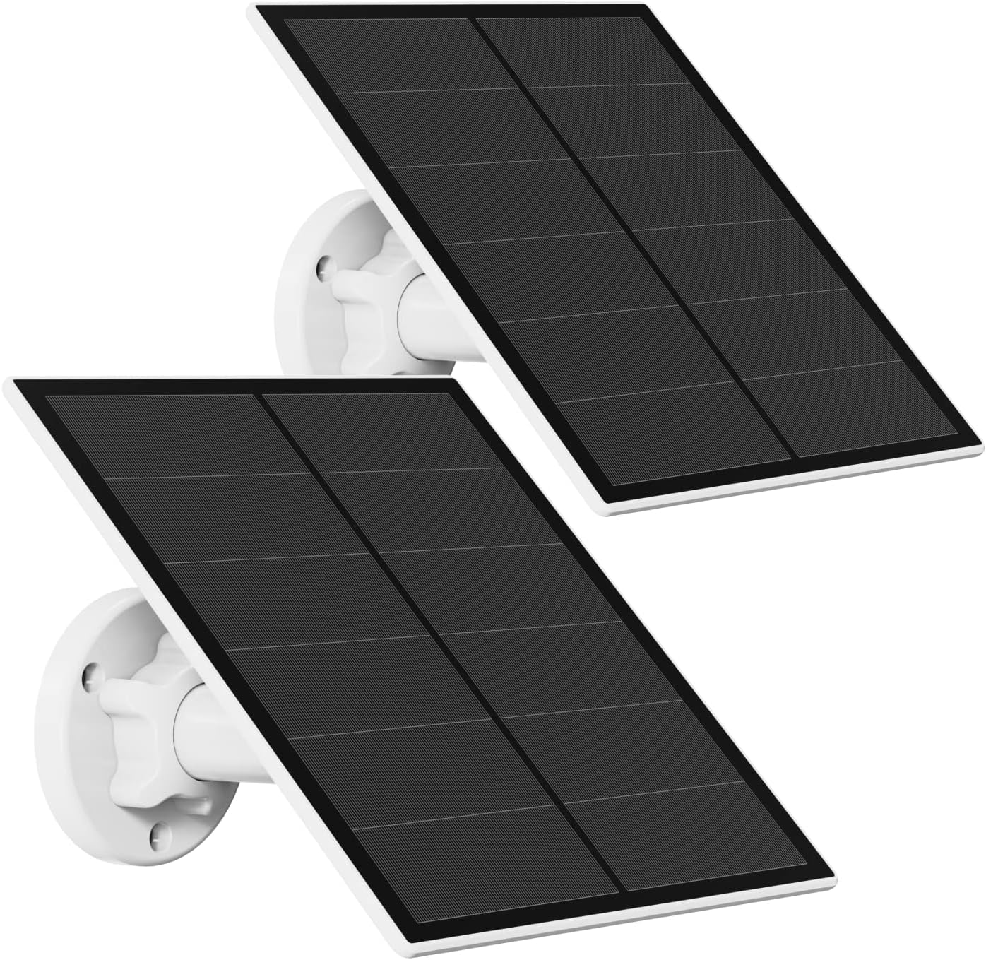Panneau Solaire pour Caméra de Sécurité, 5W pour Micro USB et USB-C Port Caméra Extérieure Rechargeable, Panneaux Solaires avec 9.8ft Cable, Support Mural Ajustable, Traditionnel 2 Pack