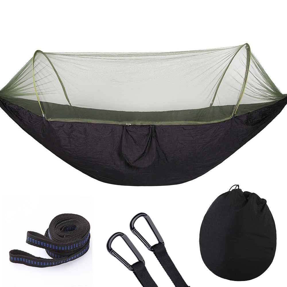 Hamac "Wild-Safe" – Ouverture Automatique & Moustiquaire Intégrée Haute Densité