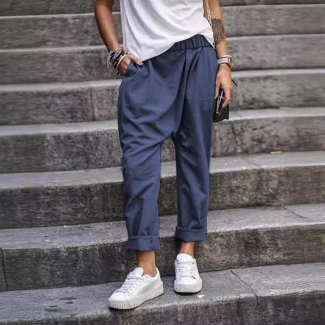 Pantalon "Comfy-Chic" à Taille Élastique – Coupe Droite & Matière Fluide