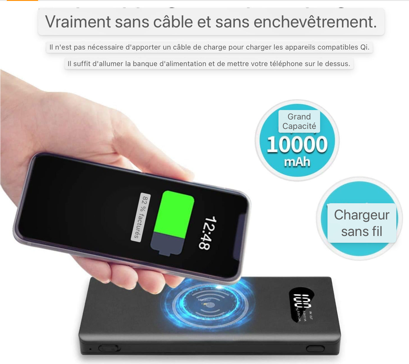 Caméra espion Mini caméra Batterie externe Caméra Enregistreur Power Bank Full HD 1080P Micro Caméra espion sans fil Nanny Caméra cachée avec vision nocturne et détection de mouvement pour l'intérieur et l'extérieur