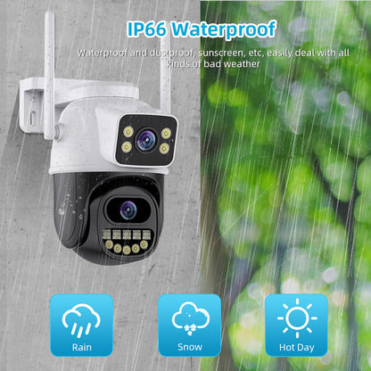 Caméra "Dual-Vision Pro" – Double Objectif, Zoom Hybride & Surveillance Intelligente 360°