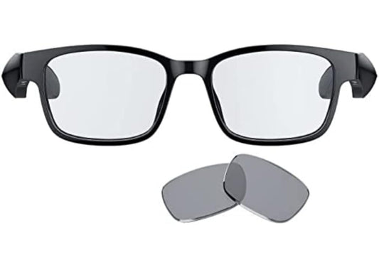 Lunettes à filtre anti-lumière bleue ou lunettes de soleil audio (Rectangle, Large) (Son à faible latence, Conception IPX4 résistante à l’eau, Micro intégré et haut-parleurs) Noir Razer Anzu