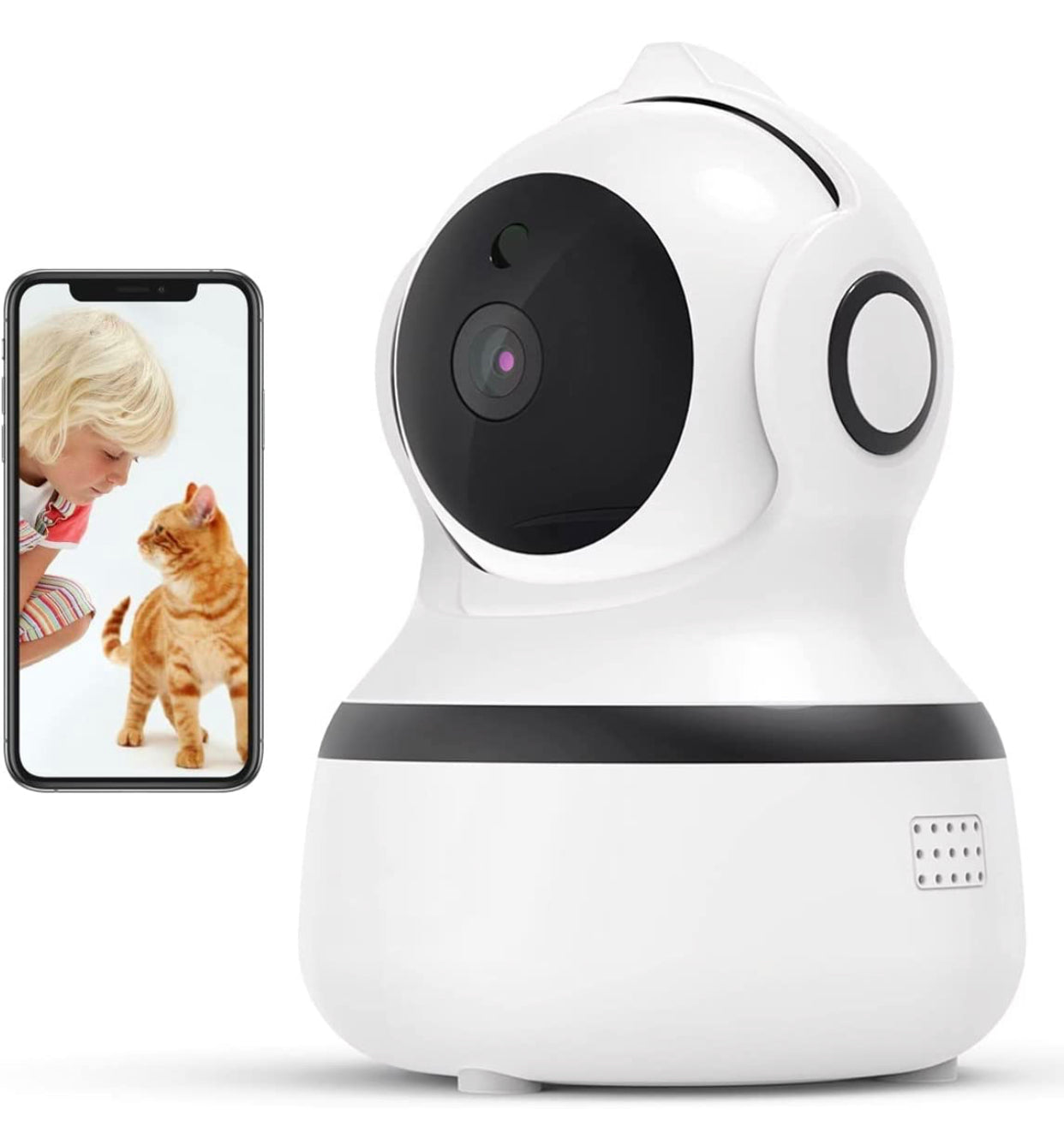 Caméra Surveillance IP WiFi 1080P FHD sans Fil 2,4 G Vision panoramique de sécurité avec détection M