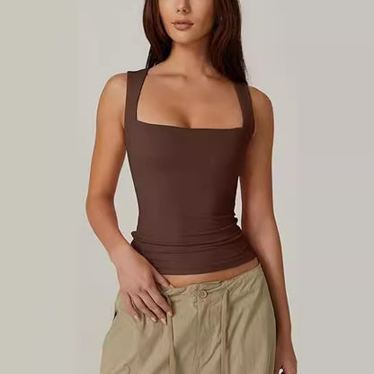 Débardeur "Essential Glow" – Col Carré & Coupe Sculptante Slim