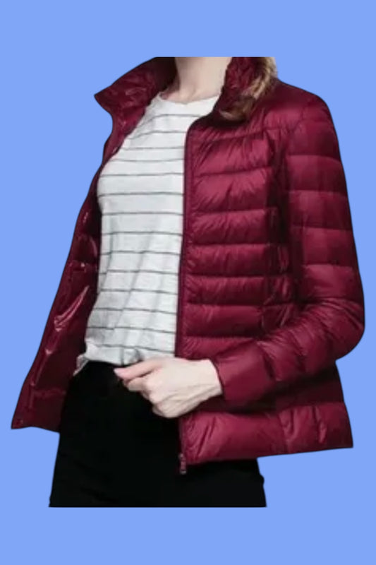 Veste chaude et légère pour femme, sans capuche, manteau d'hiver coupe-vent avec isolation recyclée, manteau d'hiver fin et court avec capuche, coussin d'assise blanc chaud, chasse