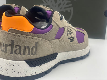 TIMBERLAND Baskets Field Trekker LF Low Hiker Light Taupe Suede With Purple