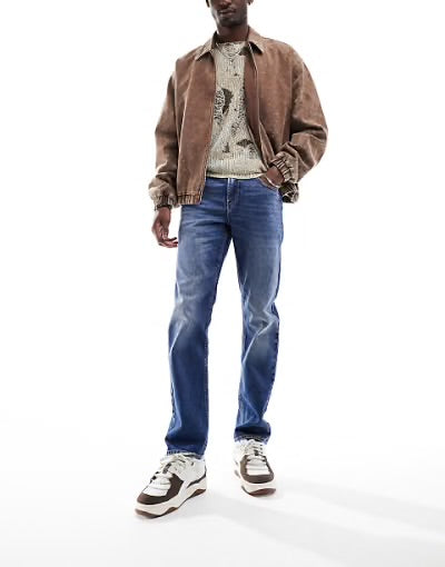 ASOS DESIGN - Jean slim - Bleu foncé délavé