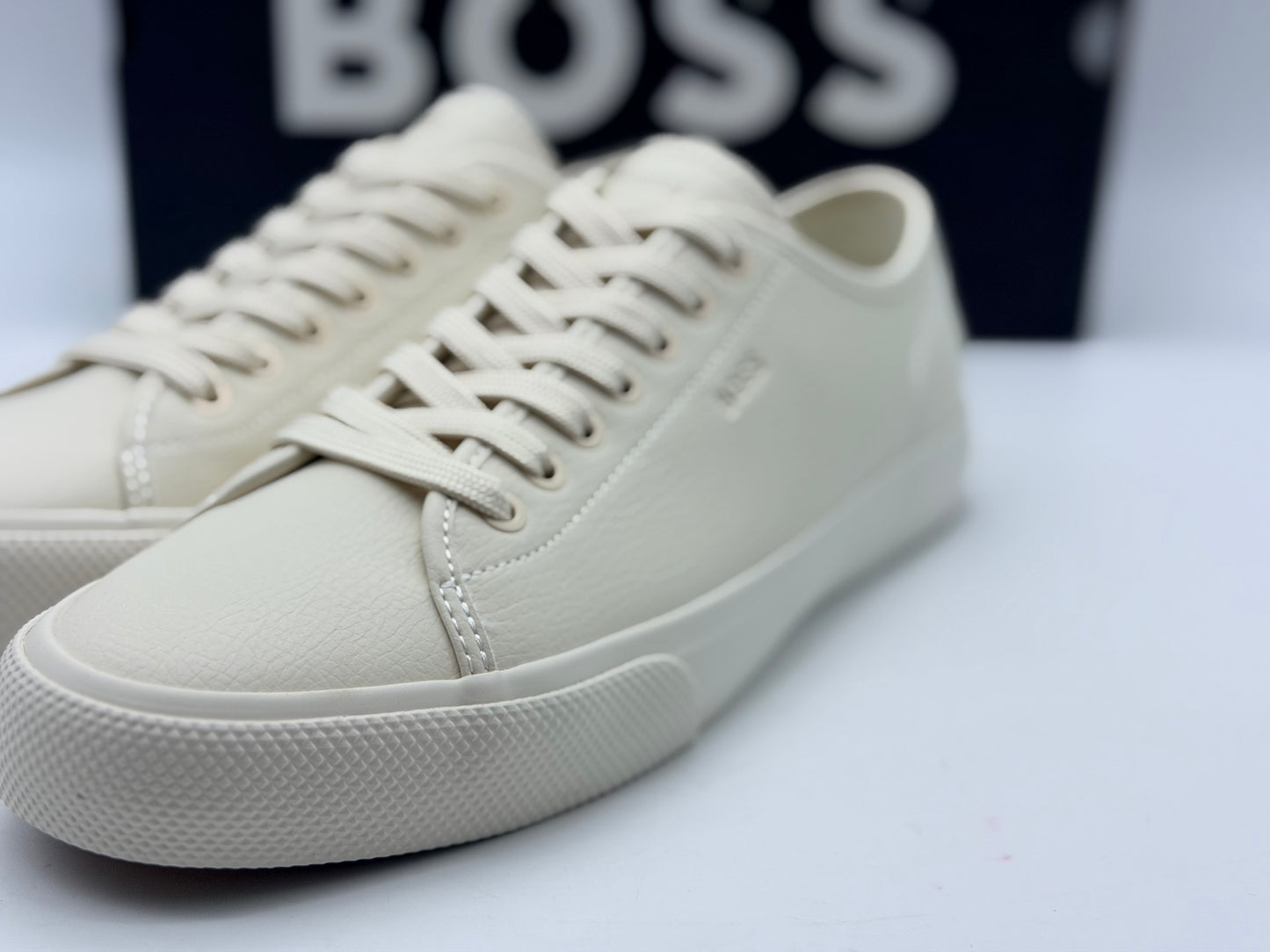 BOSS Hommes Aiden Tenn Baskets Basses en Similicuir grainé