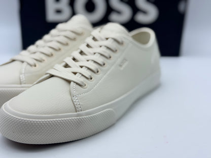 BOSS Hommes Aiden Tenn Baskets Basses en Similicuir grainé