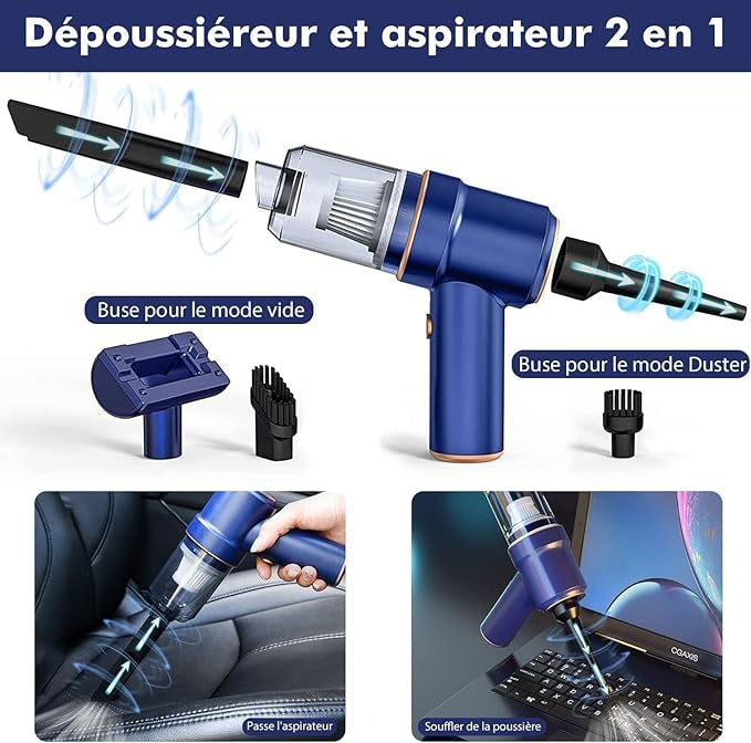 Souffleur aspirateur 2 en 1 Soufflette Air Comprimé, 9000Pa/45000RPM neuf