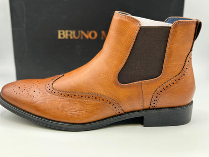 Bruno Marc Men Chelsea Boots Brogue en cuir Bottes de cheville Bottes Slip Boots