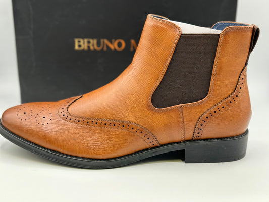 Bruno Marc Men Chelsea Boots Brogue en cuir Bottes de cheville Bottes Slip Boots