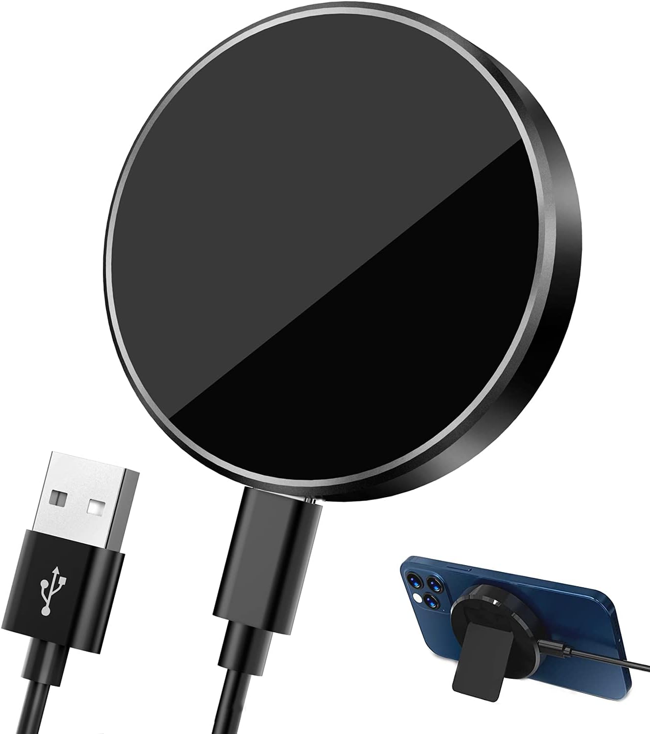 Chargeur sans fil magnétique, chargeur sans fil Qi Chargeur rapide sans fil Compatible avec iPhone 13/13 Pro/13 Pro Max/12/12 Pro/12 Pro Max/12 Mini/AirPods Pro/2