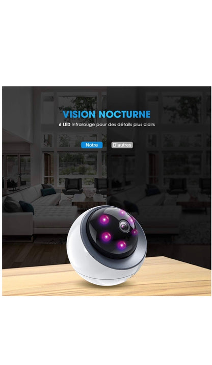 Caméra Surveillance WiFi 1080P FHD, Moniteur bébé, Caméra IP sans Fil /Audio Bidirectionnel