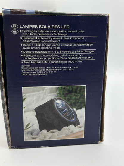 Lot de 3 lampes solaires « pierre » à LED