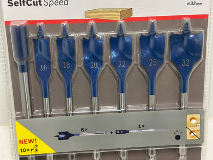 Bosch Professional Coffret de 8x mèches plates Expert SelfCut Speed (pour Bois résineux, Panneau aggloméré, Ø 12-32 mm, Accessoire Perceuse à percussion)