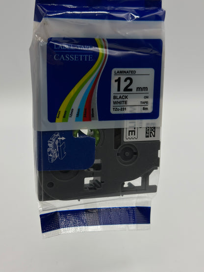 Lot de 4 étiquettes de rechange pour P-Touch 12 mm laminé pour Brother Label