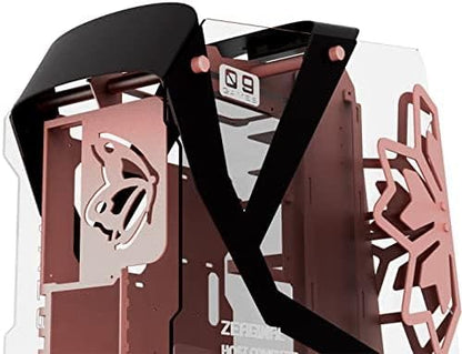 Zeaginal ZC-09 (Noir/Rose) - Boitier PC Aluminium Ouvert BOÎTIER MOYEN TOUR EN ALUMINIUM AVEC 2 PAROIS EN VERRE TREMPÉ