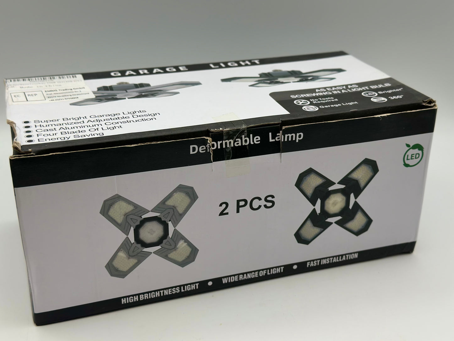 Luminaires de Garage à LED, 12000LM - 6500K Luminaire Garage, Éclairage Magasin Avec Panneaux Ajustables Multi Panneaux Position LED Plafond Lumineux Pour Garage Magasin Atelier Sous-sol Entrepôt