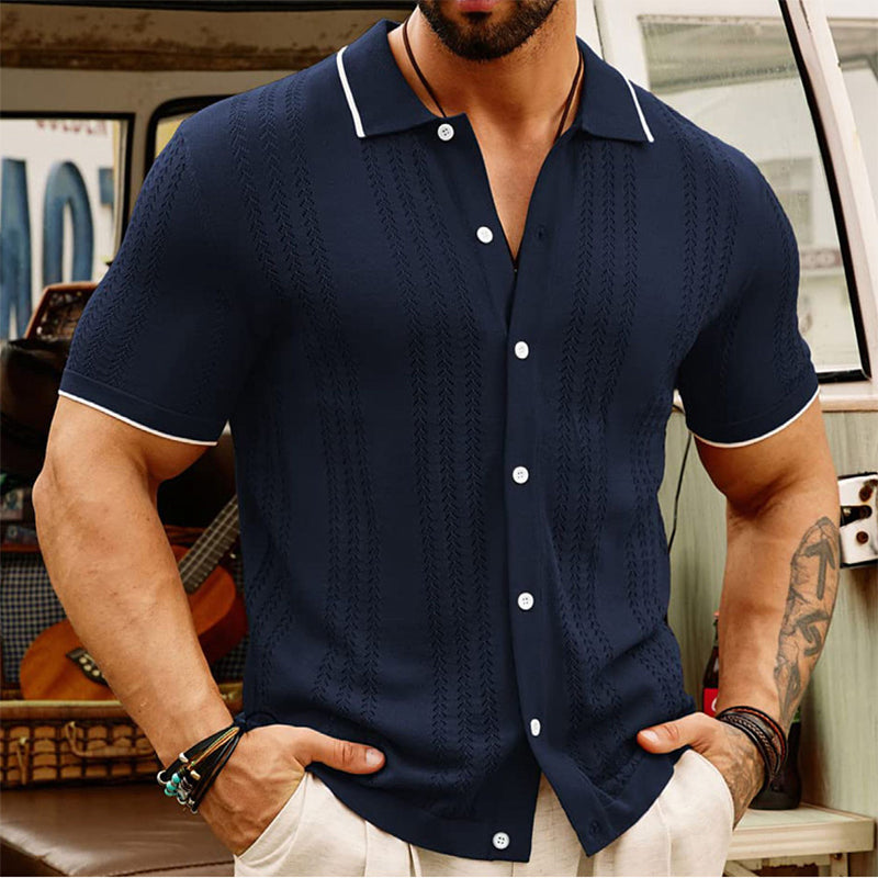 Polo à manches courtes Bouton d'été Relas Top Mode Business Vêtements pour hommes