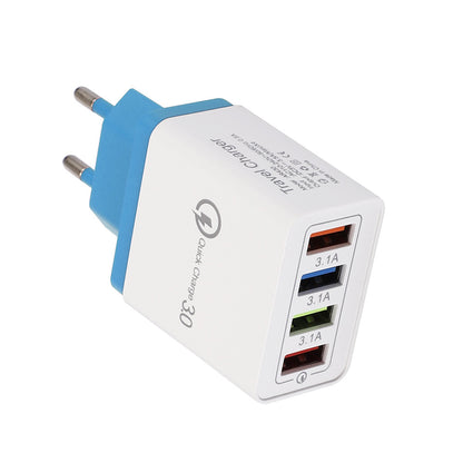 Chargeur USB Charge rapide 3.0 4 Adaptateur de téléphone pour tablette Chargeur mobile mural portable