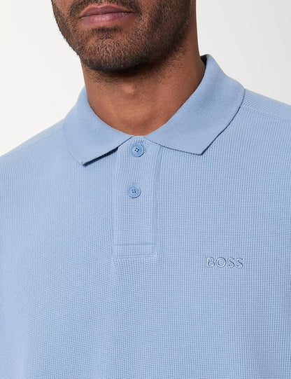 BOSS Hommes Petempestolong Polo en Coton mélangé à la Structure gaufrée