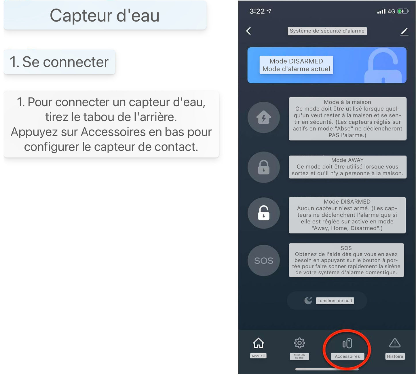 Capteur d'eau : fonctionne uniquement avec notre système de sécurité intelligent AGSHome