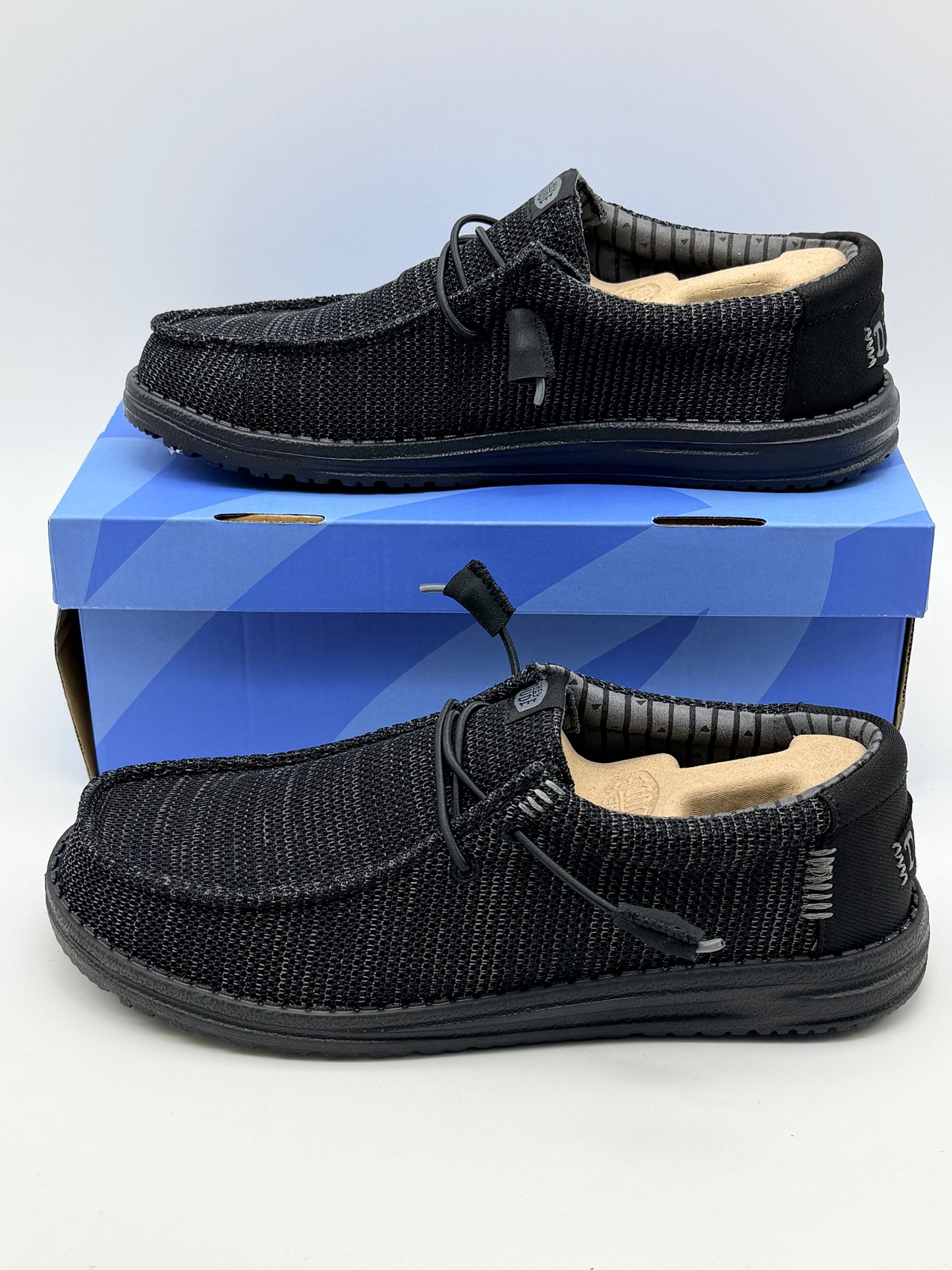 HEYDUDE Wally Stretch Sox - Chaussures pour Hommes - Baskets avec Semelles Confortables - Style Mocassin, Black/Black, 42