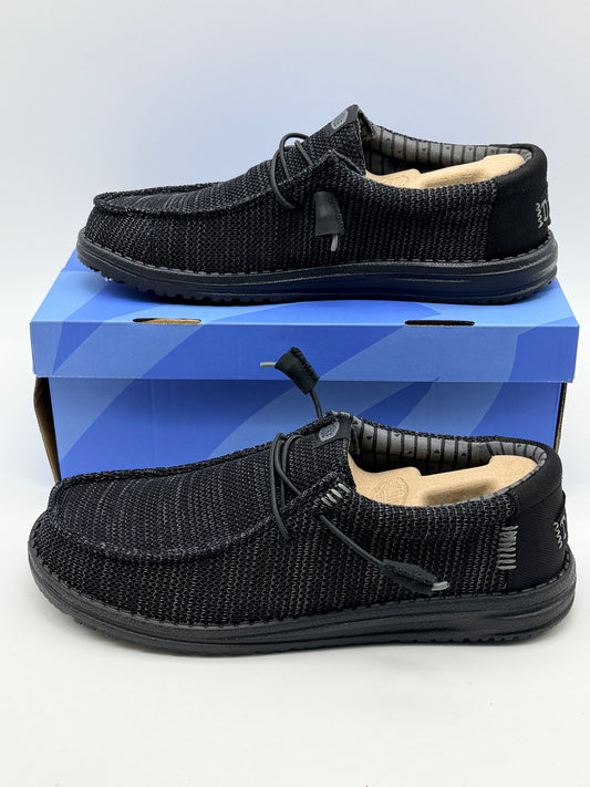 HEYDUDE Wally Stretch Sox - Chaussures pour Hommes - Baskets avec Semelles Confortables - Style Mocassin, Black/Black, 42