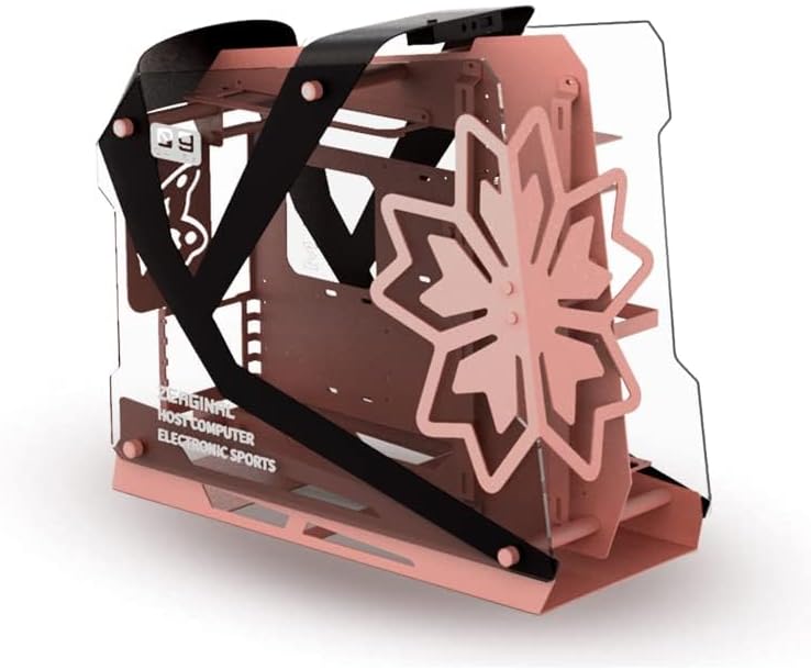 Zeaginal ZC-09 (Noir/Rose) - Boitier PC Aluminium Ouvert BOÎTIER MOYEN TOUR EN ALUMINIUM AVEC 2 PAROIS EN VERRE TREMPÉ